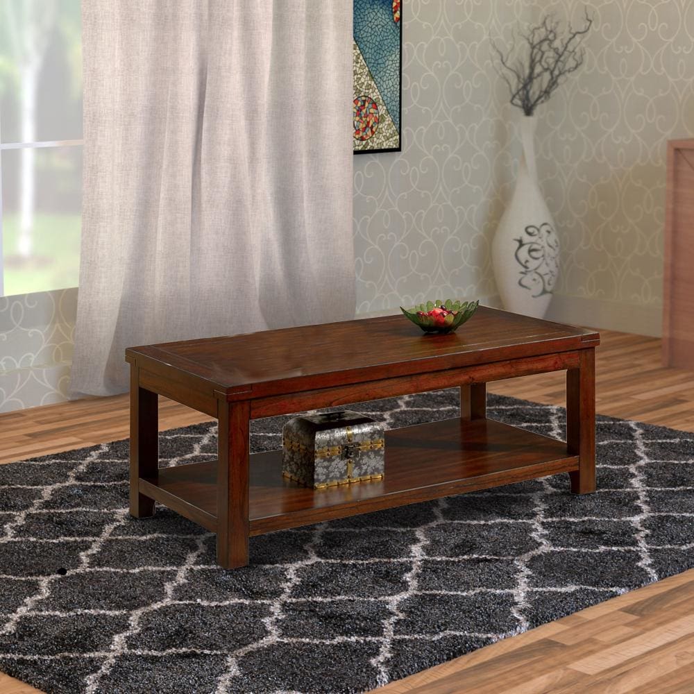 Traditional Coffee Table with Rectangular Top and Tapered Legs, Brown - BM205340 By Casagear Home
