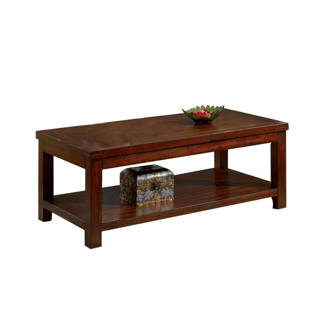Traditional Coffee Table with Rectangular Top and Tapered Legs, Brown - BM205340 By Casagear Home