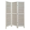 3 Panel Foldable Wooden Shutter Screen with Straight Legs, White - BM205398 By Casagear Home