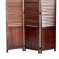 Traditional Foldable Wooden Shutter Screen with 3 Panels Brown - BM205415 By Casagear Home BM205415