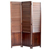 Room Divider | 3 Panel | Wood Shutter | Traditional | Brown