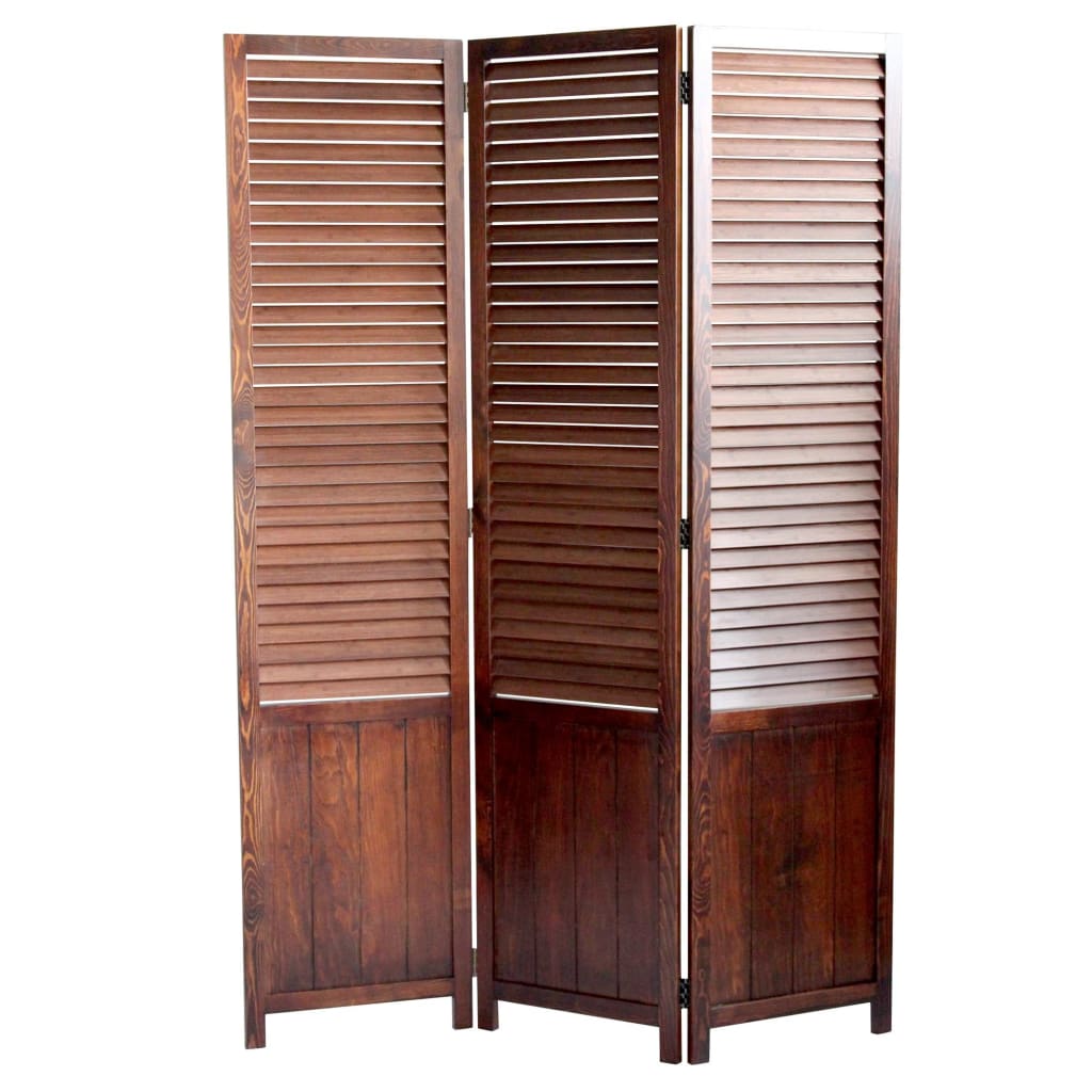 Room Divider | 3 Panel | Wood Shutter | Traditional | Brown