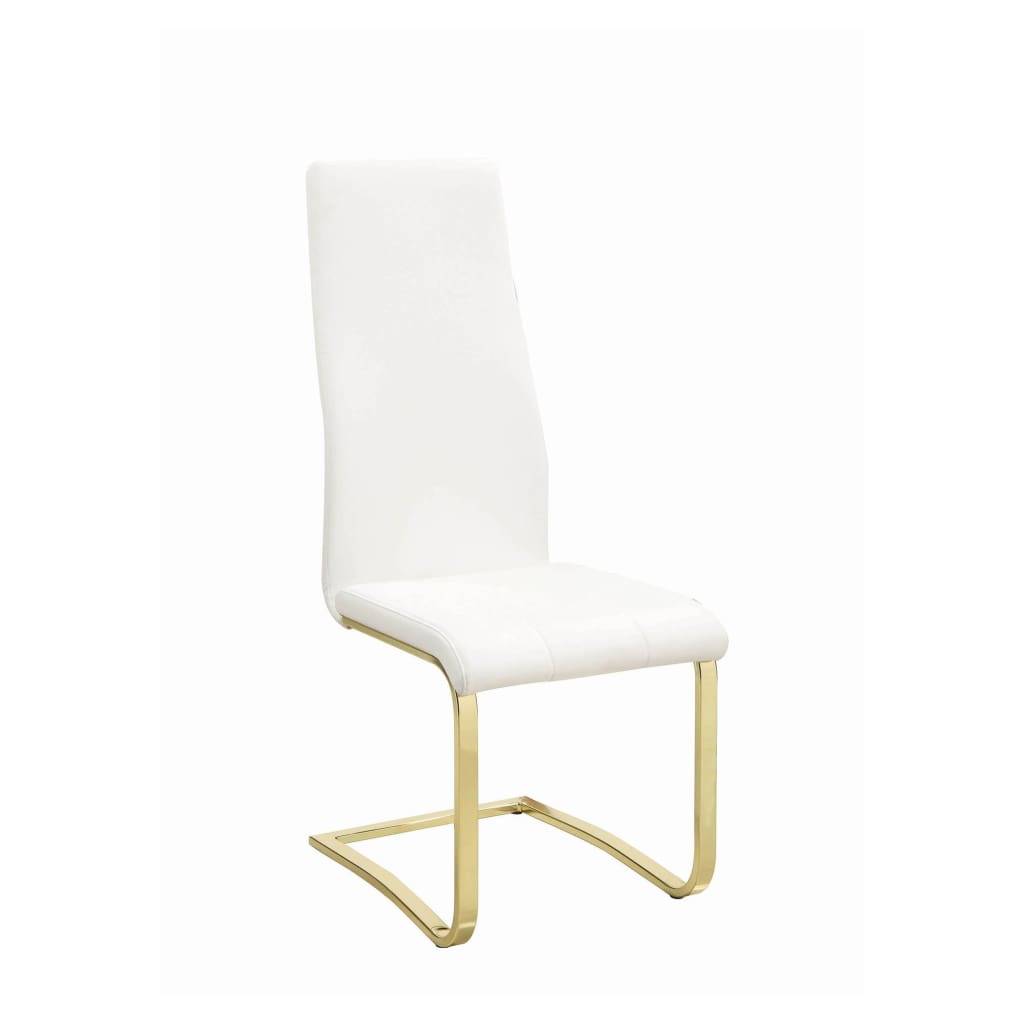 Leatherette Breuer Style Dining Chair, Set of 4, White and Gold - BM205436 By Casagear Home