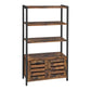 Wooden Storage Cabinet with 3 Open Shelves and 2 Doors, Brown and Black - BM205657 By Casagear Home