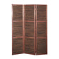 Wooden 3 Panel Room Divider with Horizontal Bamboo Stripes, Dark Brown - BM205783 By Casagear Home