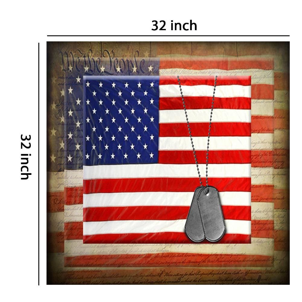 Canvas American Flag with Necklace Wall Print Small Multicolor - BM205901 By Casagear Home BM205901