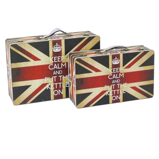 Suitcase Set | Canvas Upholstery | Union Jack Print | Set of 2 | Multicolor