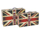 Suitcase Set | Canvas Upholstery | Union Jack Print | Set of 2 | Multicolor