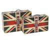 Suitcase with Union Jack Print Canvas Upholstery, Multicolor, Set of 2 - BM205924 By Casagear Home