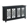 Trellis Front Wood and Glass TV stand with Cabinet Storage Black - BM205970 By Casagear Home BM205970