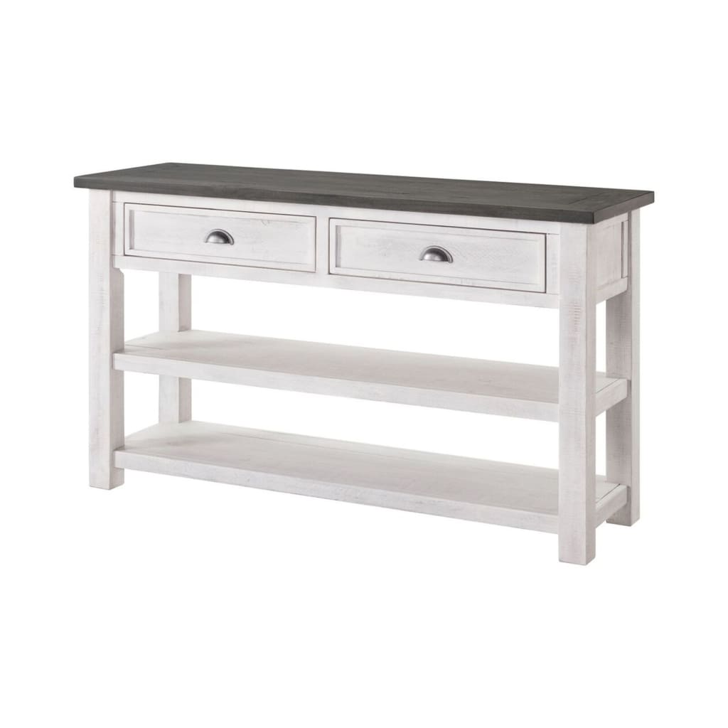 Coastal Rectangular Wooden Console Table with 2 Drawers, White and Gray - BM205981 By Casagear Home