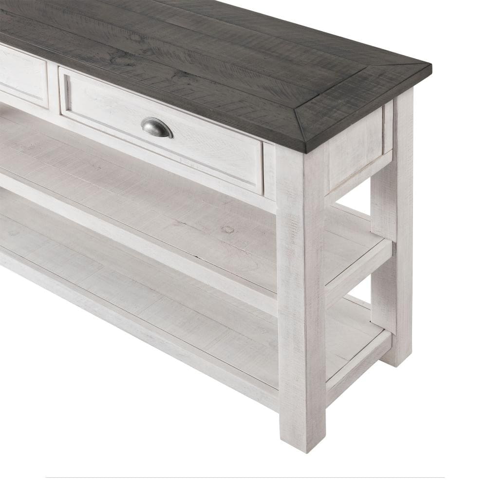 Coastal Rectangular Wooden Console Table with 2 Drawers White and Gray - BM205981 By Casagear Home BM205981