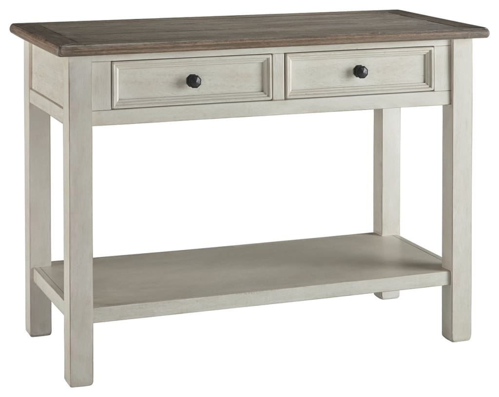 46" 2-Drawer Plank Top Sofa Table, Brown and White By Casagear Home
