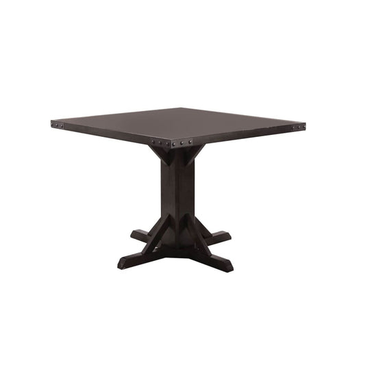 40" Square Dining Table with Pedestal Base, Brown By Casagear Home