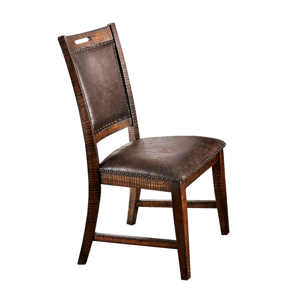 Cushioned Side Chair with Nailhead Trims Set of 2 Brown By Casagear Home BM206270