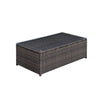 Coffee Table | Faux Rattan & Aluminum | Glass Top | Brown