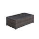 Coffee Table | Faux Rattan & Aluminum | Glass Top | Brown