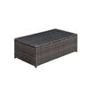 34" Rectangular Faux Rattan Coffee Table with Glass Top, Brown By Casagear Home
