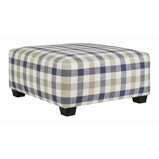 40" Upholstered Checkered Oversized Accent Ottoman, White By Casagear Home