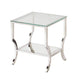 End Table | Glass Top | Mirrored Bottom Shelf | Clear & Silver