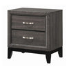 Wooden Nightstand with 2 Drawers and Chamfered legs, Gray and Black By Casagear Home