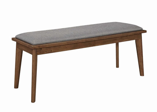 Fabric Upholstered Wooden Bench with Chamfered Legs, Gray and Brown By Casagear Home