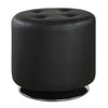 Ottoman | Swivel | Round | Faux Leather | Tufted Seat | Black