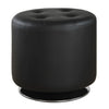 Round Leatherette Swivel Ottoman with Tufted Seat, Black By Casagear Home