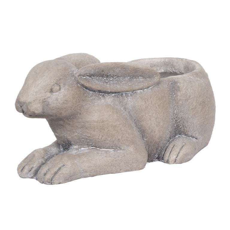 Antique Styled Raw Textured Polyresin Ideal Rabbit Planter, Large, Gray By Casagear Home