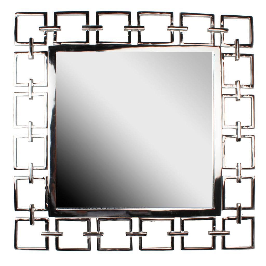 Mirror | Square Frame | Metal | Openwork | Modern Style | Silver