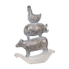 16" Polyresin Stacked Animal Sculpture, White and Bronze By Casagear Home