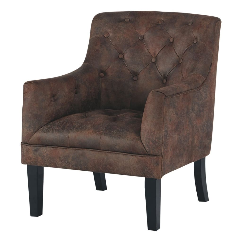 Tufted Upholstered Accent Chair, Brown and Black By Casagear Home