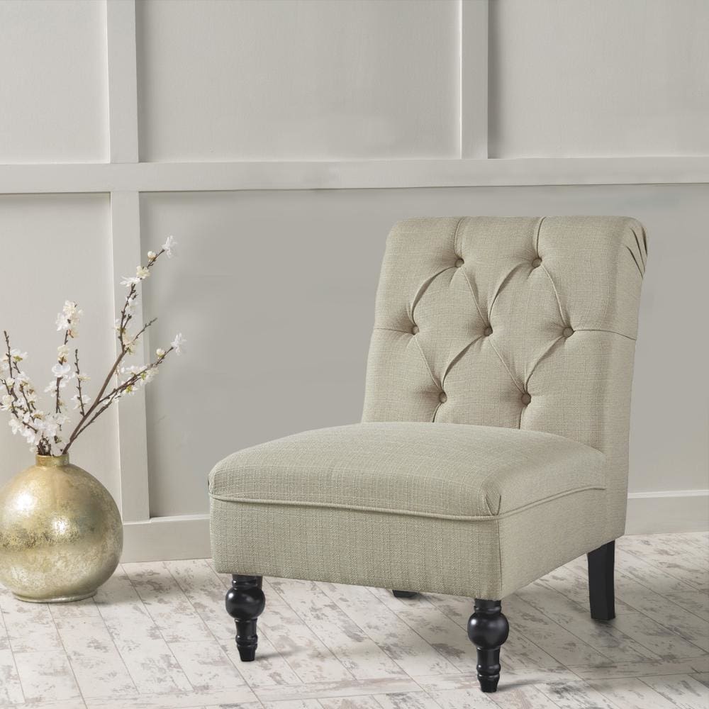 Tufted Upholstered Armless Accent Chair, Beige By Casagear Home