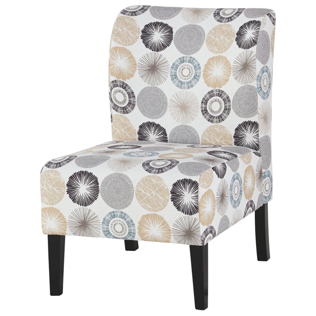 Upholstered Circular Print Armless Accent Chair, Multicolor By Casagear Home