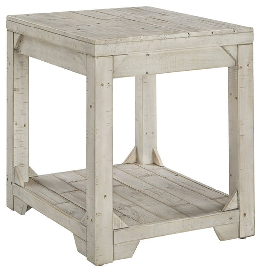 Plank Style End Table with Bottom Shelf, White By Casagear Home