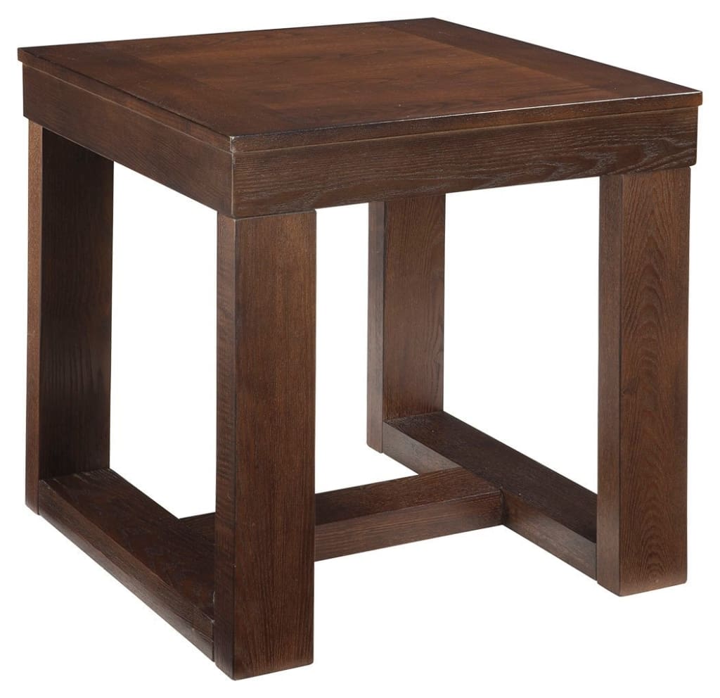 Sled Base End Table with Wood Grain Details, Brown By Casagear Home