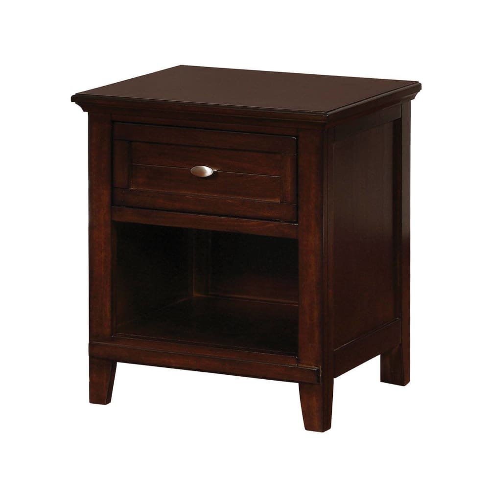 1 Drawer Nightstand with Open Shelf, Cherry Brown By Casagear Home