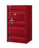 Chest | Industrial Style | Metal Base | Single Door | Slated Pattern | Red