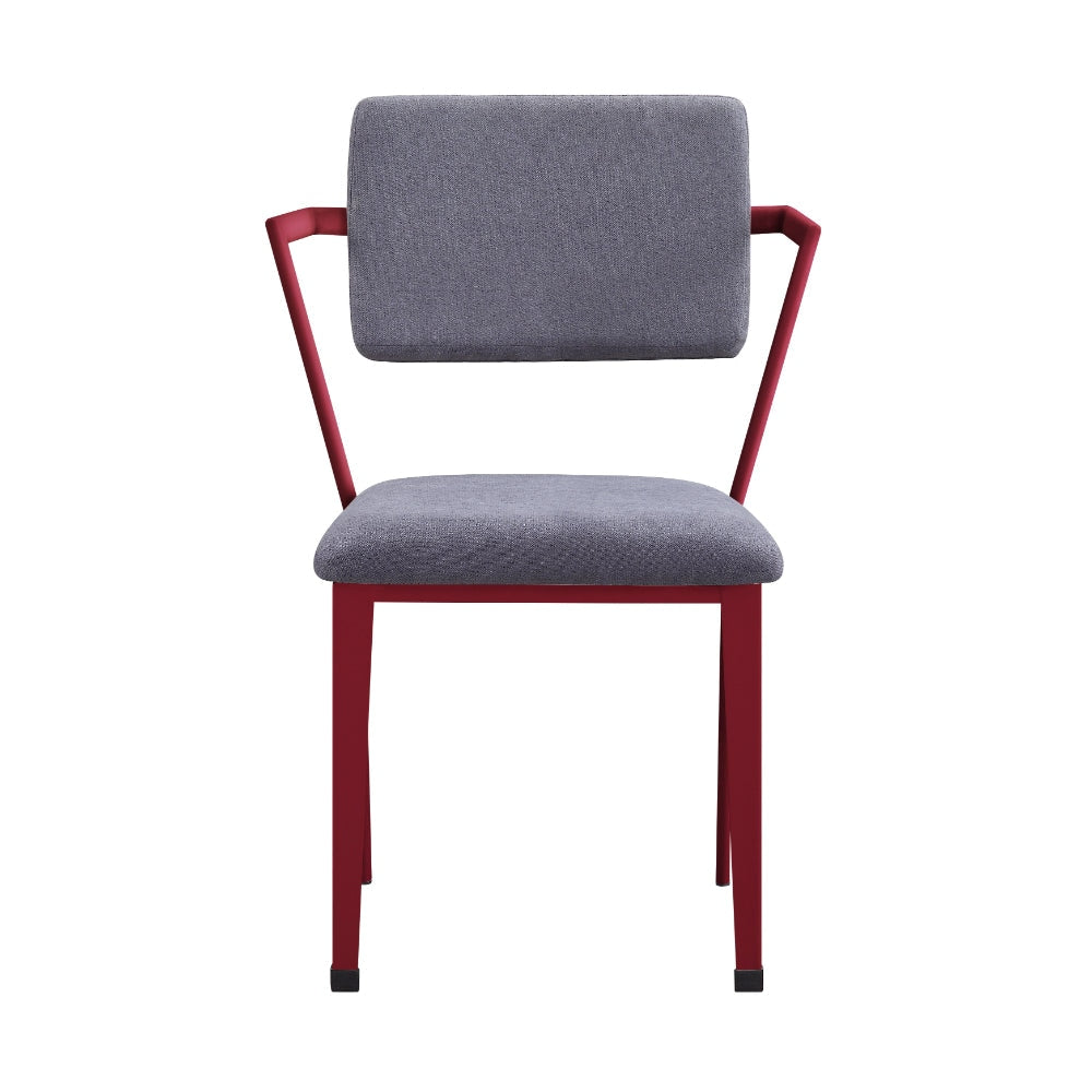 Fabric Upholstered Metal Base Chair with Flared Armrest Red and Gray - BM207446 By Casagear Home BM207446
