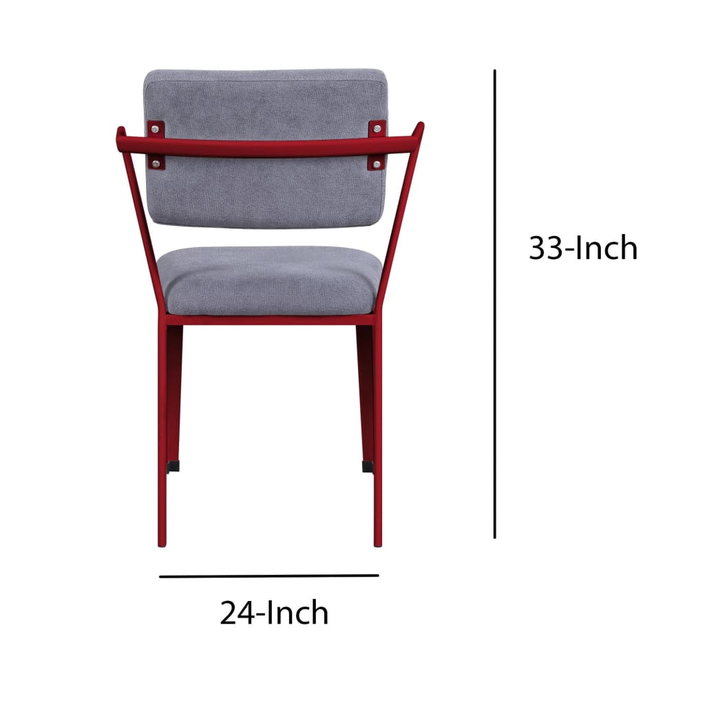 Fabric Upholstered Metal Base Chair with Flared Armrest Red and Gray - BM207446 By Casagear Home BM207446