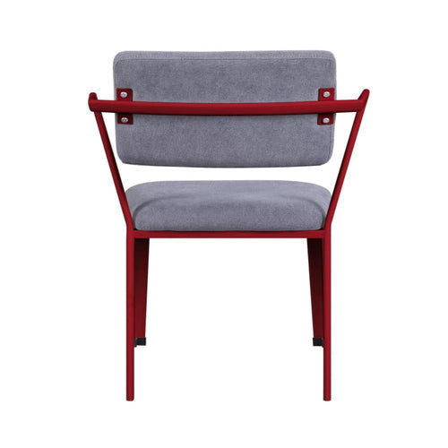 Chair | Fabric Upholstered | Metal Base | Flared Armrest | Red & Gray