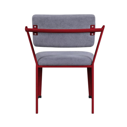 Chair | Fabric Upholstered | Metal Base | Flared Armrest | Red & Gray