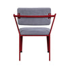 Chair | Fabric Upholstered | Metal Base | Flared Armrest | Red & Gray