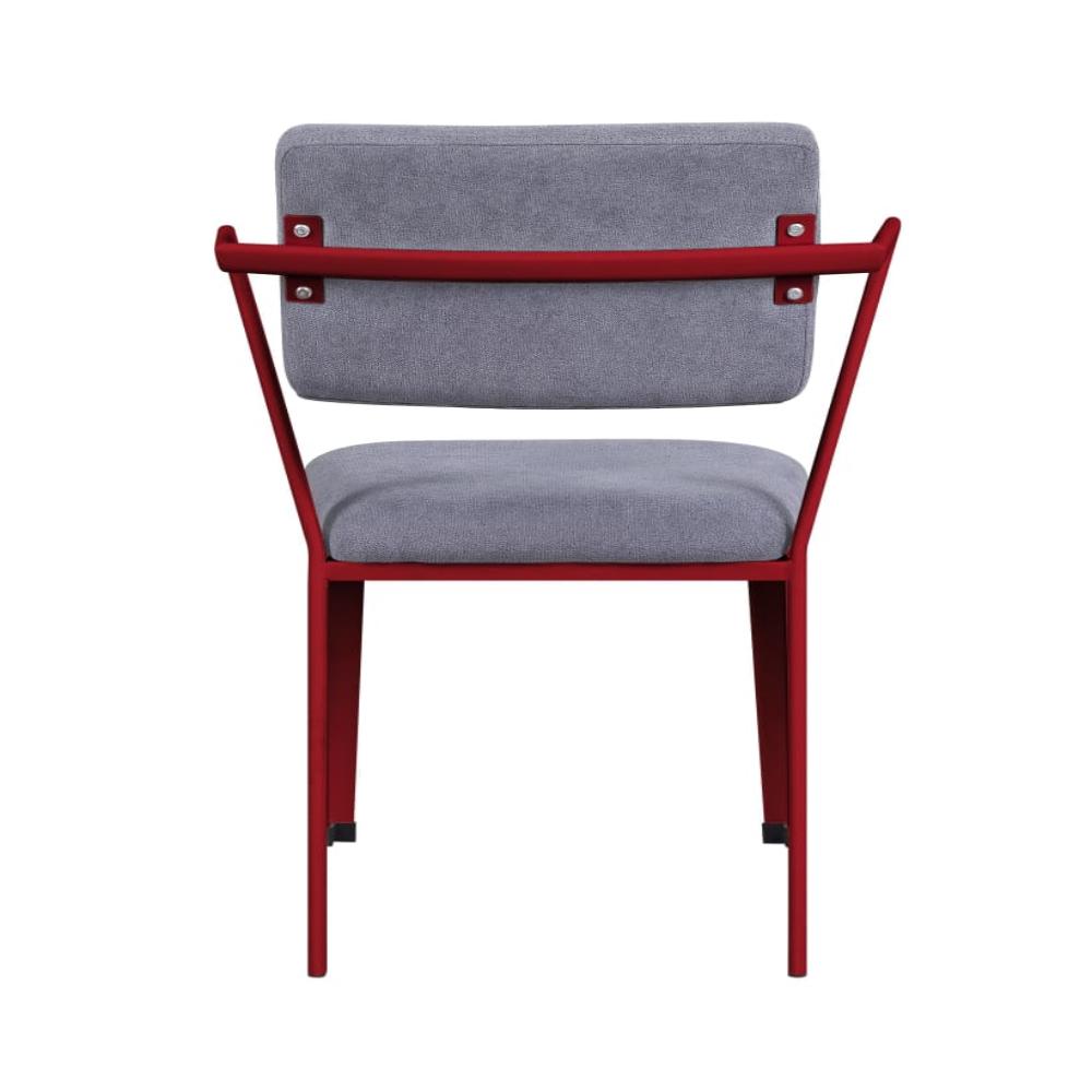 Chair | Fabric Upholstered | Metal Base | Flared Armrest | Red & Gray