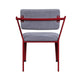 Chair | Fabric Upholstered | Metal Base | Flared Armrest | Red & Gray
