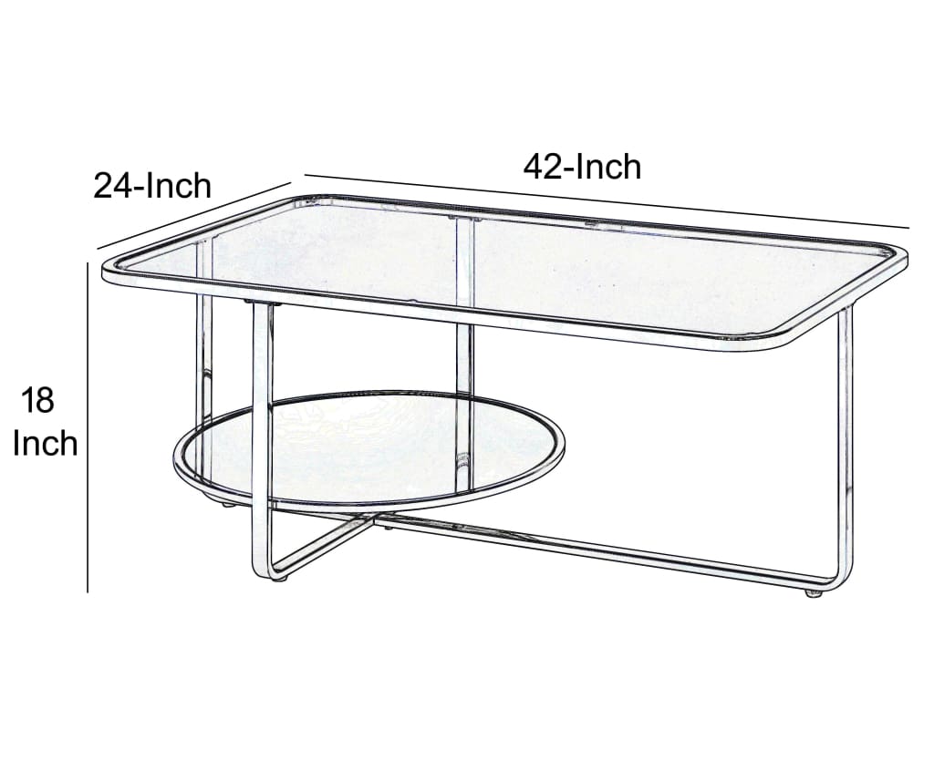 Contemporary Coffee Table with Round Bottom Shelf Silver and Clear - BM207514 By Casagear Home BM207514