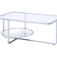 Contemporary Coffee Table with Round Bottom Shelf, Silver and Clear - BM207514 By Casagear Home
