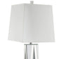 Contemporary Square Table Lamp with Faux Diamond Inlays White and Clear - BM207535 By Casagear Home BM207535