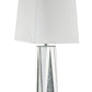 Contemporary Square Table Lamp with Faux Diamond Inlays, White and Clear - BM207535 By Casagear Home
