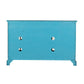 Wooden Media Unit with 2 Drawers and 3 Doors with X Motif Details Blue By Casagear Home BM208493
